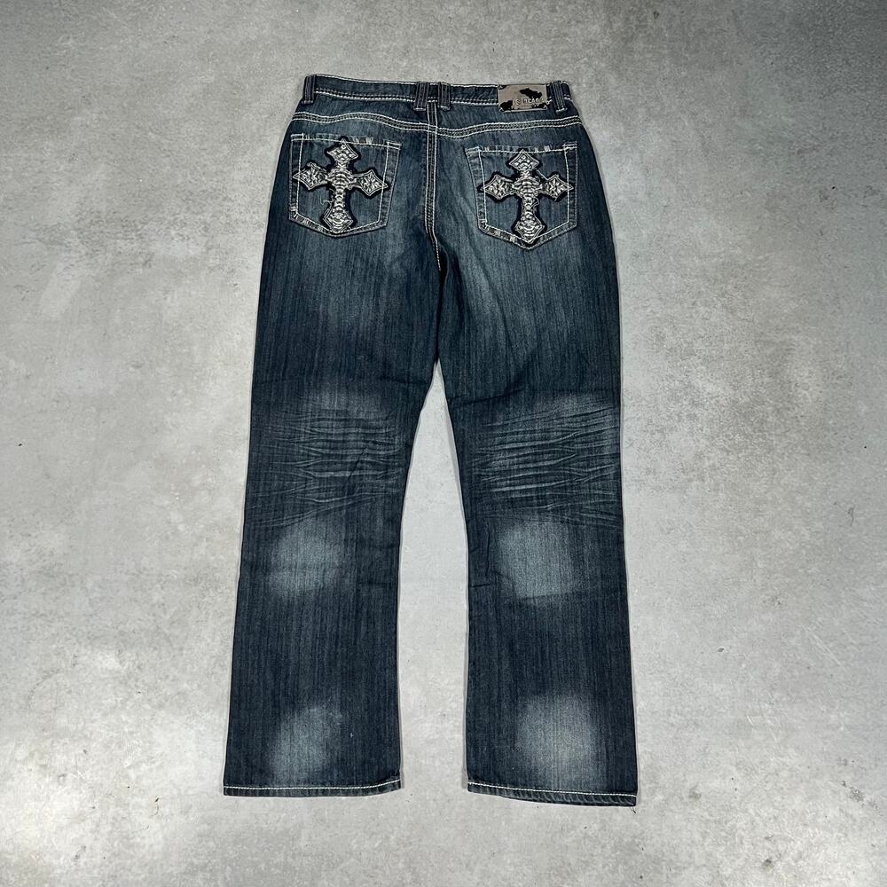 Buckle Black Premium Relaxed Straight Men's Size 36x32 Denim Embroidered Jeans